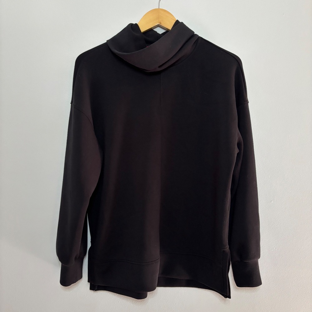 Spanx Air Essentials M Turtleneck Black Funnel Neck Sweatshirt Athleisure Chic